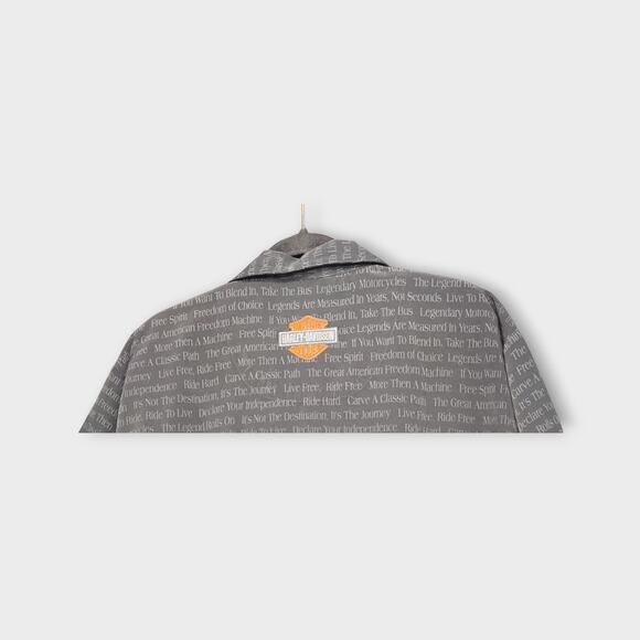 Harley-Davidson All Over Print “Quotes” button down short sleeve shirt Size L - Picture 6 of 6